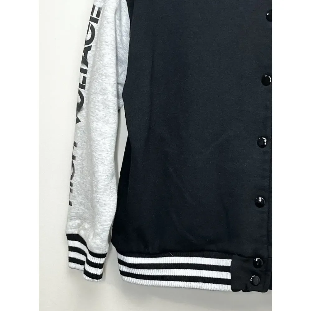 AC/DC High Voltage Graphic Bomber Varsity Jacket Size Small Colorblock Snap Up - Picture 8 of 15